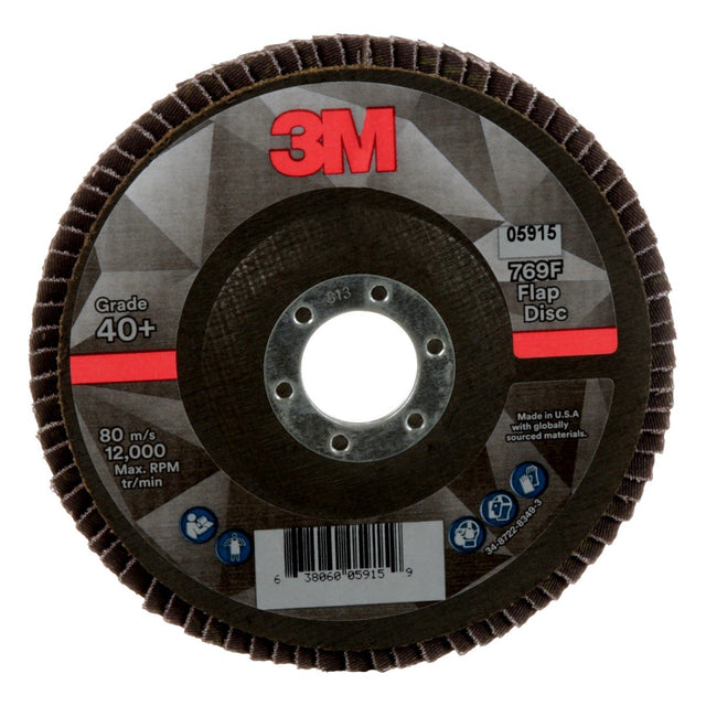 3M 769F Flap Disc, 40+, T27, Precision Shaped Ceramic, Purple, 5 in x 7/8 in Center Hole (7100178012) (10 Pack)