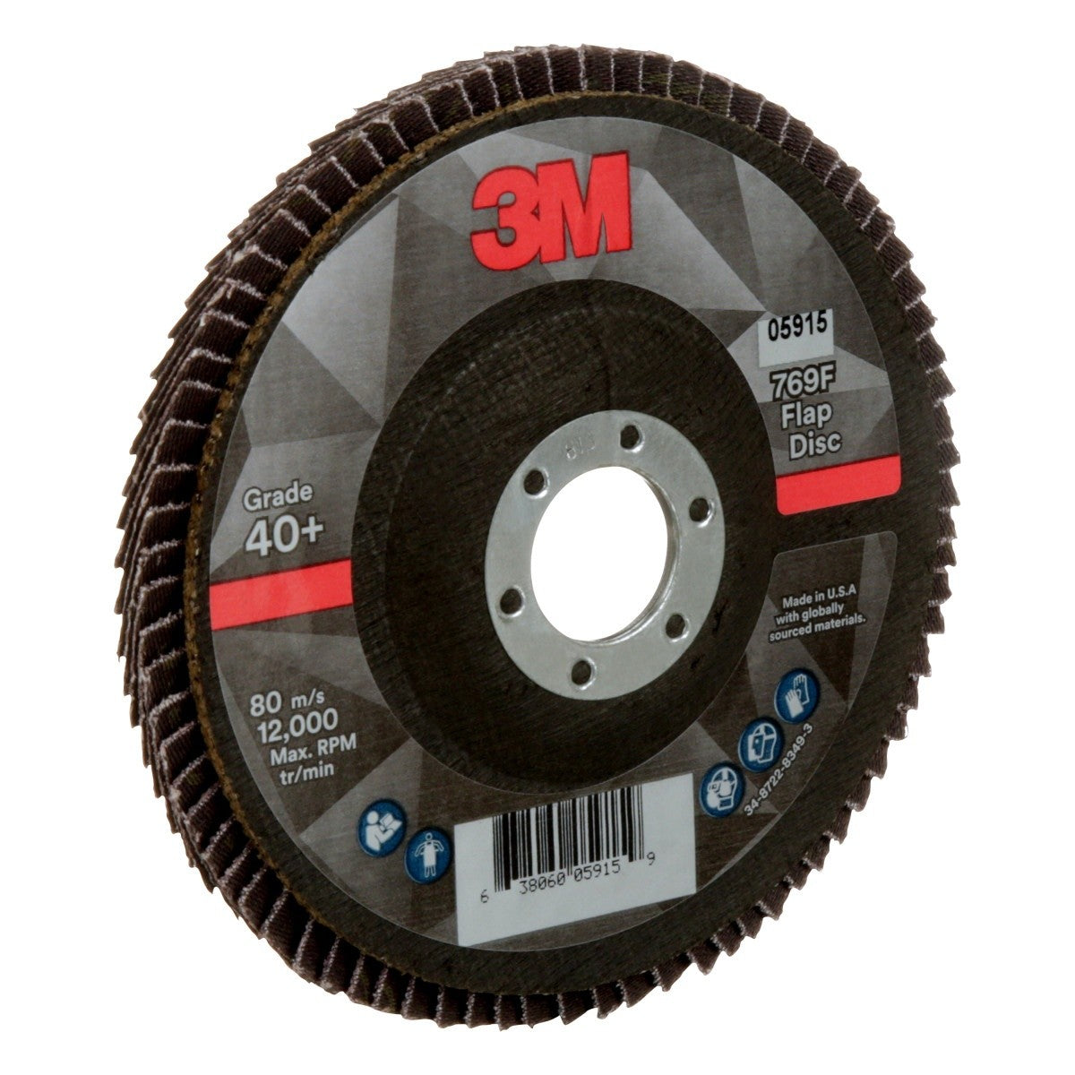 3M 769F Flap Disc, 40+, T27, Precision Shaped Ceramic, Purple, 5 in x 7/8 in Center Hole (7100178012) (10 Pack) - 4
