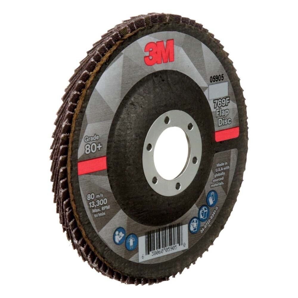 3M 769F Flap Disc , 80+, T27, 4-1/2 in x 7/8 in (7100178016) (10 Pack) - 2