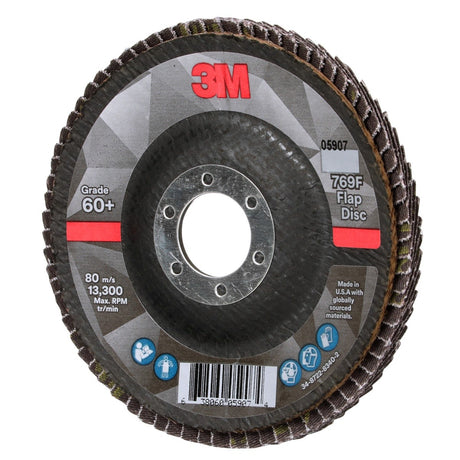 3M 769F Flap Disc, T29, 60+, Precision Shaped Ceramic, Purple, 4-1/2 in x 7/8 in (7100178027) (10 Pack) - 5