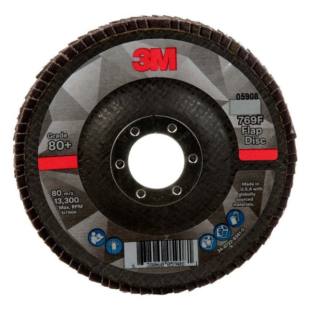 3M 769F Flap Disc , 80+, T29, 4-1/2 in x 7/8 in (7100178028) (10 Pack)