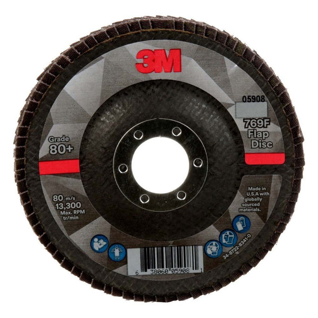 3M 769F Flap Disc , 80+, T29, 4-1/2 in x 7/8 in (7100178028) (10 Pack)
