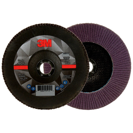 3M 769F Flap Disc, Type 27, Precision Shaped Ceramic 60+, Purple, 7 in x 7/8 in (7100178030) (5 Pack) - 2
