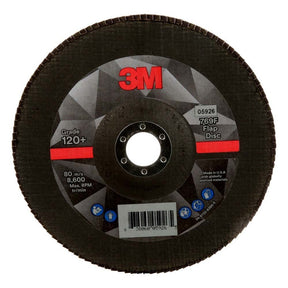 3M 769F Flap Disc Type 27, 120+ Grit, 7 in x 7/8 in for Grinding and Finishing on Carbon and Stainless Steel (7100178090) (5 Pack)