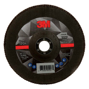3M 769F Flap Disc Type 27, 120+ Grit, 7 in x 7/8 in for Grinding and Finishing on Carbon and Stainless Steel (7100178090) (5 Pack)