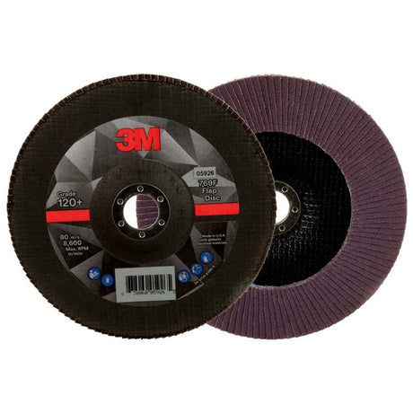 3M 769F Flap Disc Type 27, 120+ Grit, 7 in x 7/8 in for Grinding and Finishing on Carbon and Stainless Steel (7100178090) (5 Pack) - 2