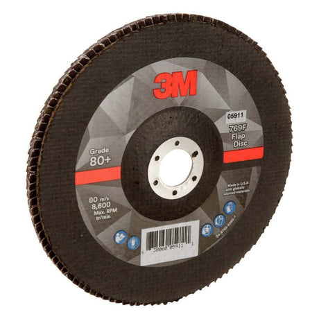 3M 769F Flap Disc Type 27 80+ 7 in x 7/8 in High Performance Ceramic Precision-Shaped Grain Grinding and Finishing Disc for Carbon and Stainless Steel (7100178129) (5 Pack) - 3