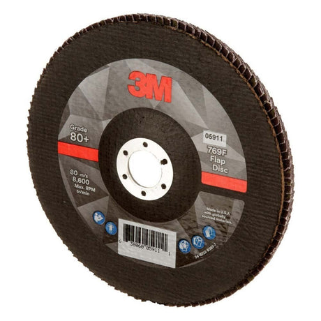 3M 769F Flap Disc Type 27 80+ 7 in x 7/8 in High Performance Ceramic Precision-Shaped Grain Grinding and Finishing Disc for Carbon and Stainless Steel (7100178129) (5 Pack) - 4