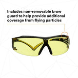 3M SF403XSGAF-YEL SecureFit 400 Series Safety Glasses, Yellow/Black, Amber Scotchgard Anti-Fog/Anti-Scratch Lens (7100179972) (1 Pair)  - (20 Pack) - 6