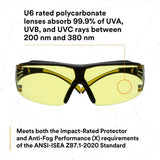3M SF403XSGAF-YEL SecureFit 400 Series Safety Glasses, Yellow/Black, Amber Scotchgard Anti-Fog/Anti-Scratch Lens (7100179972) (1 Pair)  - (20 Pack) - 8