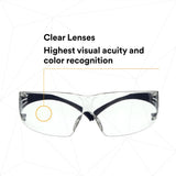 3M SF201SGAF-BLU SecureFit Protective Eyewear 200 Series, Blue Temples, Clear Scotchgard Anti-Fog Lens (7100180044)  - (20Pack) - 7