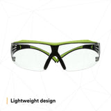 3M SF401XAF-GRN SecureFit 400 Series Safety Glasses, Green/Black, Clear Anti-Fog/Anti-Scratch Lens (7100180045)  - (20 Pack) - 3