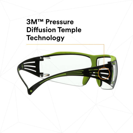 3M SF401XAF-GRN SecureFit 400 Series Safety Glasses, Green/Black, Clear Anti-Fog/Anti-Scratch Lens (7100180045)  - (20 Pack) - 4
