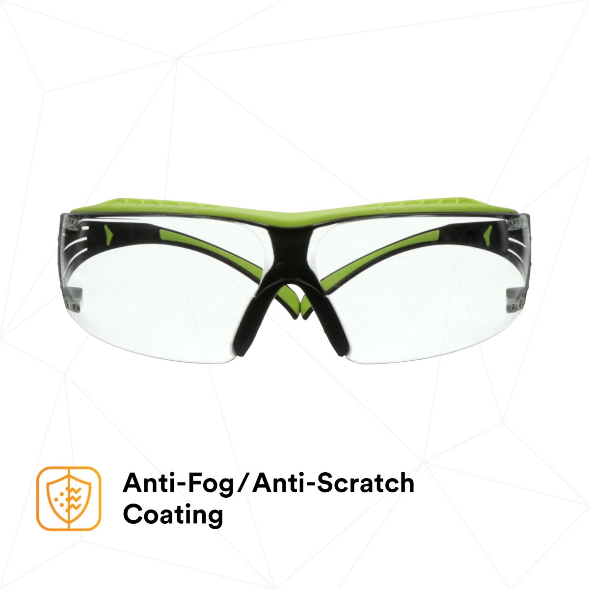 3M SF401XAF-GRN SecureFit 400 Series Safety Glasses, Green/Black, Clear Anti-Fog/Anti-Scratch Lens (7100180045)  - (20 Pack) - 5
