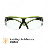 3M SF401XAF-GRN SecureFit 400 Series Safety Glasses, Green/Black, Clear Anti-Fog/Anti-Scratch Lens (7100180045)  - (20 Pack) - 5