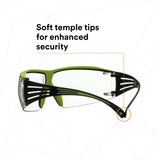 3M SF401XAF-GRN SecureFit 400 Series Safety Glasses, Green/Black, Clear Anti-Fog/Anti-Scratch Lens (7100180045)  - (20 Pack) - 6
