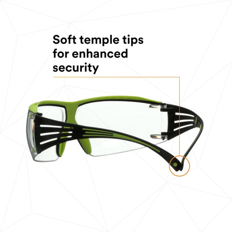 3M SF401XAF-GRN SecureFit 400 Series Safety Glasses, Green/Black, Clear Anti-Fog/Anti-Scratch Lens (7100180045)  - (20 Pack) - 6