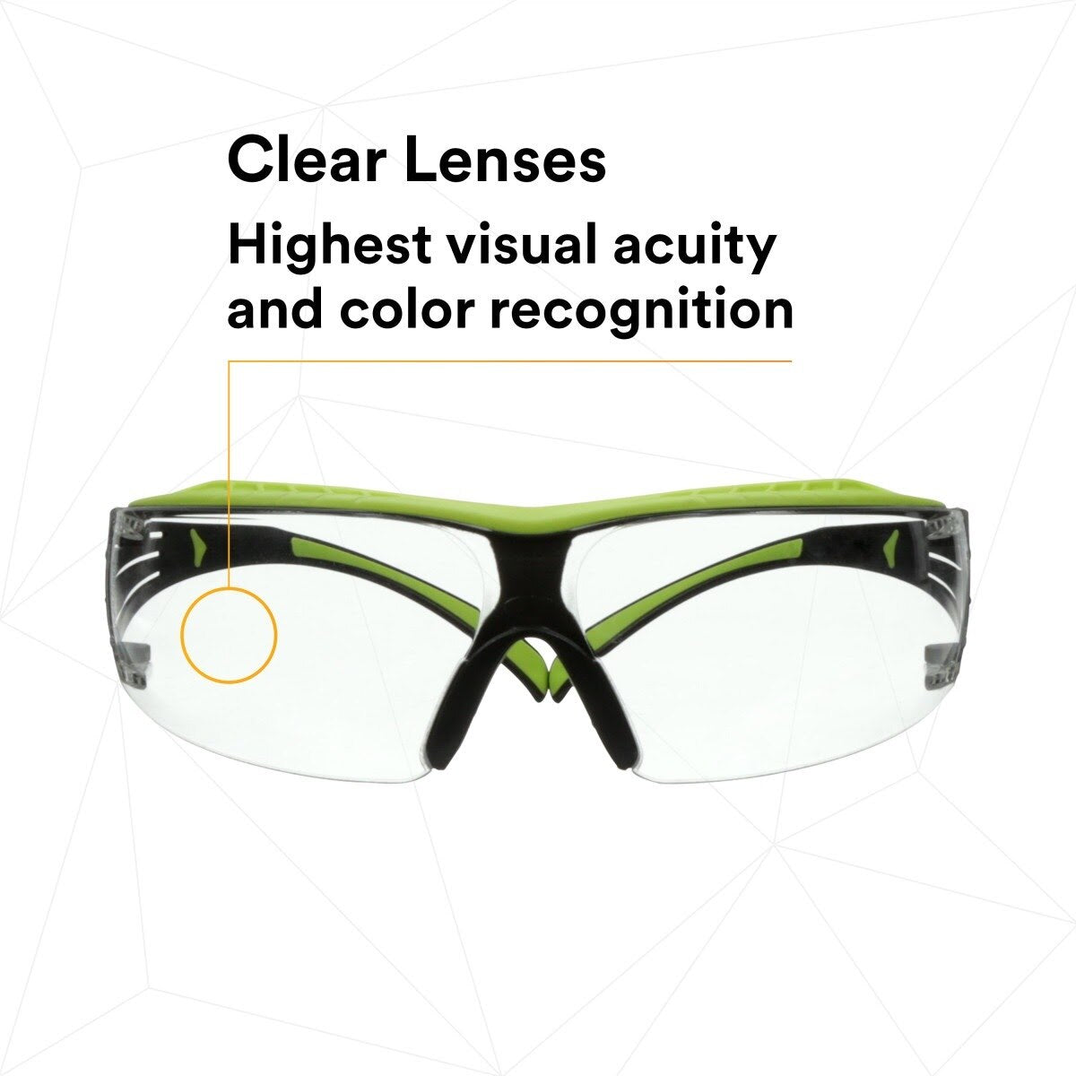 3M SF401XAF-GRN SecureFit 400 Series Safety Glasses, Green/Black, Clear Anti-Fog/Anti-Scratch Lens (7100180045)  - (20 Pack) - 8