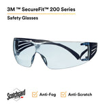 3M SF204SGAF-BLU SecureFit Protective Eyewear 200 Series, Blue Temples, Blue Scotchgard Anti-Fog Lens (7100180046)  - (20 Pack) - 2
