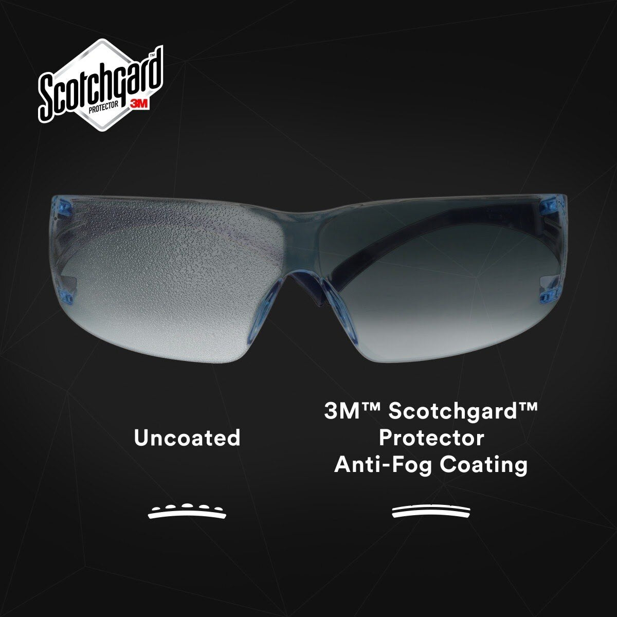 3M SF204SGAF-BLU SecureFit Protective Eyewear 200 Series, Blue Temples, Blue Scotchgard Anti-Fog Lens (7100180046)  - (20 Pack) - 7