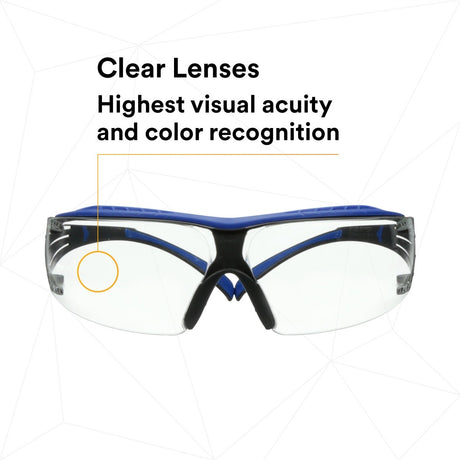 3M SF401XSGAF-BLU SecureFit 400 Series Safety Glasses, Blue/Gray, Clear Scotchgard Anti-Fog/Anti-Scratch Lens (7100180049)  - (20 Pack) - 9