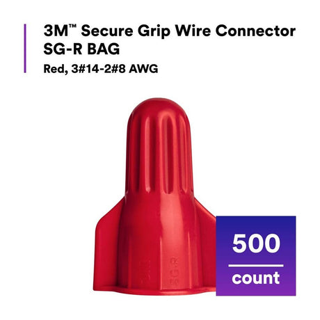 3M SG-R BAG Secure Grip Wire Connector , Steel Spring Connectors, Red Color, Straight Wing Design, Reliable, Insulate, UL Listed, 18-8 AWG (7100180513) (5000 Pack) - 2