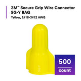 3M SG-Y BAG Secure Grip Wire Connector, Yellow, Twist-on, 18-12 AWG (7100180526) (5000 Pack) - 8