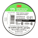 3M Temflex 175 Vinyl Electrical Tape, Black, 7 mil, 3/4 in x 60 ft, Flame Retardant, Rubber Adhesive (7100188506)