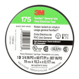 3M Temflex 175 Vinyl Electrical Tape, Black, 7 mil, 3/4 in x 60 ft, Flame Retardant, Rubber Adhesive (7100188506)  - (100 Pack)