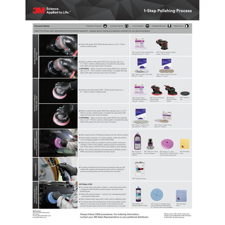 3M Perfect It 1 Step Foam Finishing Pad, Quick Connect, Waffle Face, Purple, 8 in (33035) (7100191416)  - (6Pack) - 8