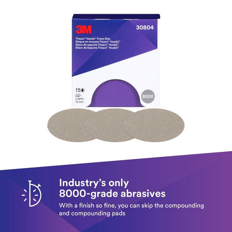 3M 443SA 30804 Trizact Hookit Foam Disc, 8000, 3 in (7100193763) (60 Pack) - 5