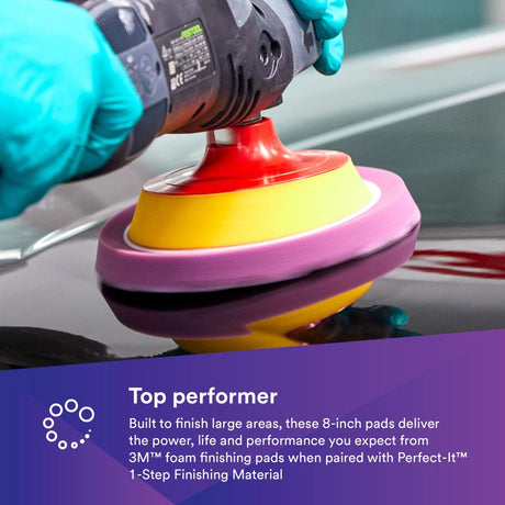 3M 33036 Hookit 1-Step Foam Finishing Pad, Purple, 8 in (7100193785) (24 Pack) - 9