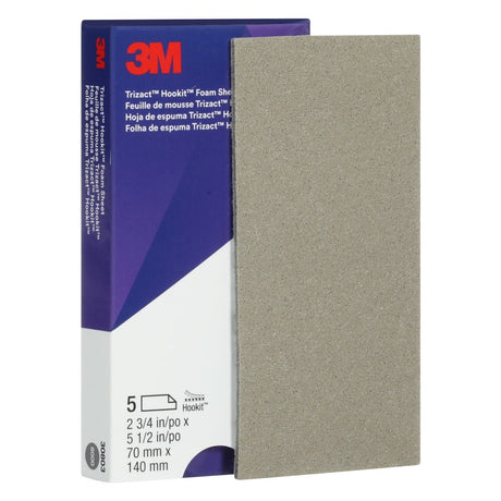 3M 443SA 30803 Trizact Hookit Foam Abrasive Sheet, Silicon Carbide 8000 Grit, Gray, 70 mm x 140 mm (7100194290) (50 Pack) - 7
