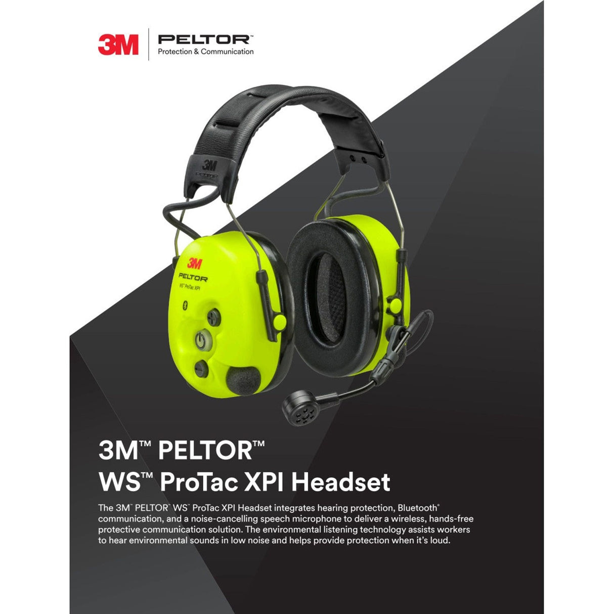 3M MT15H7AWS6 PELTOR WS ProTac XPI Bluetooth Headset with Noise-Canceling Microphone, Headband, Yellow (7100196045) - 6