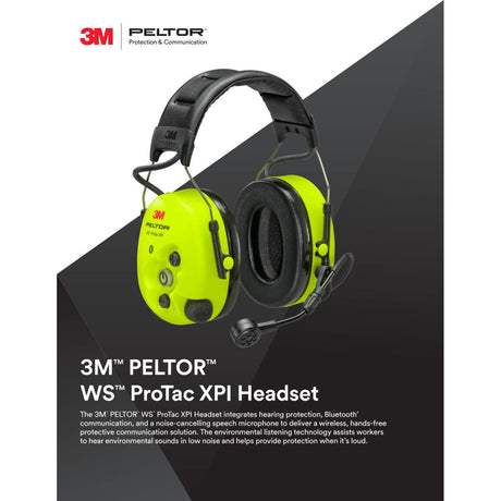 3M MT15H7AWS6 PELTOR WS ProTac XPI Bluetooth Headset with Noise-Canceling Microphone, Headband, Yellow (7100196045) - 6