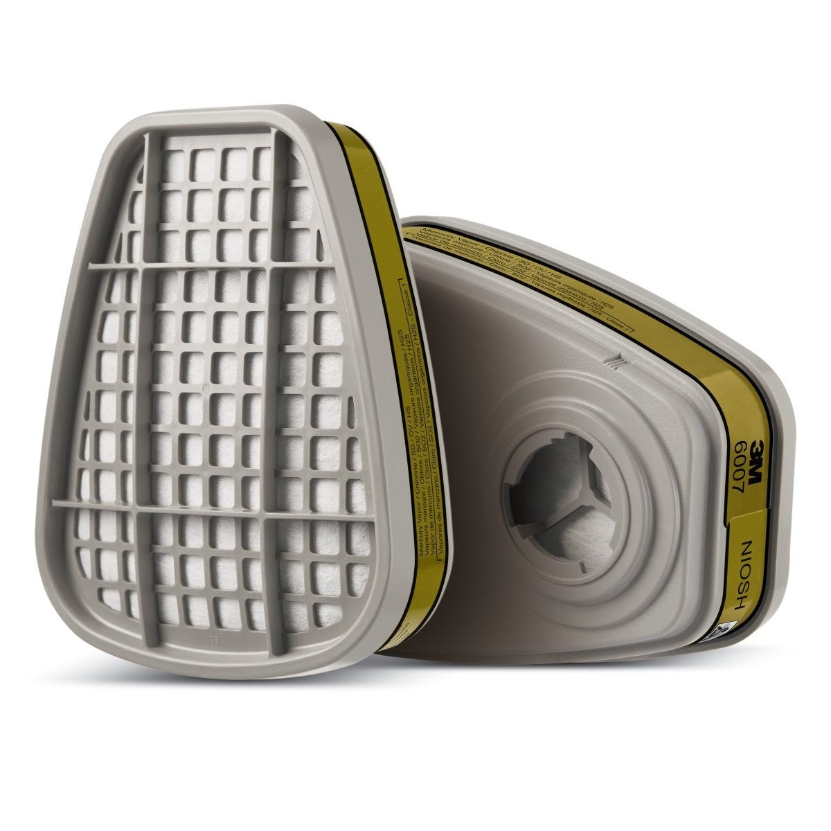3M 6007 Mercury Vapor Organic Vapor Acid Gas Bayonet Respirator Cartridge, Olive (7100198706) (60 Pack)