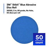 3M 36265 Stikit Blue Abrasive Disc Roll 321U, 5 in, 80, No Hole (7100199698) - 7