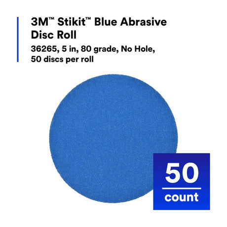 3M 36265 Stikit Blue Abrasive Disc Roll 321U, 5 in, 80, No Hole (7100199698) - 7