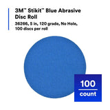 3M 321U 36266 Stikit Blue Abrasive Disc Roll, No Hole, 5 in, 120 Grade (7100199700) (500 Pack) - 9