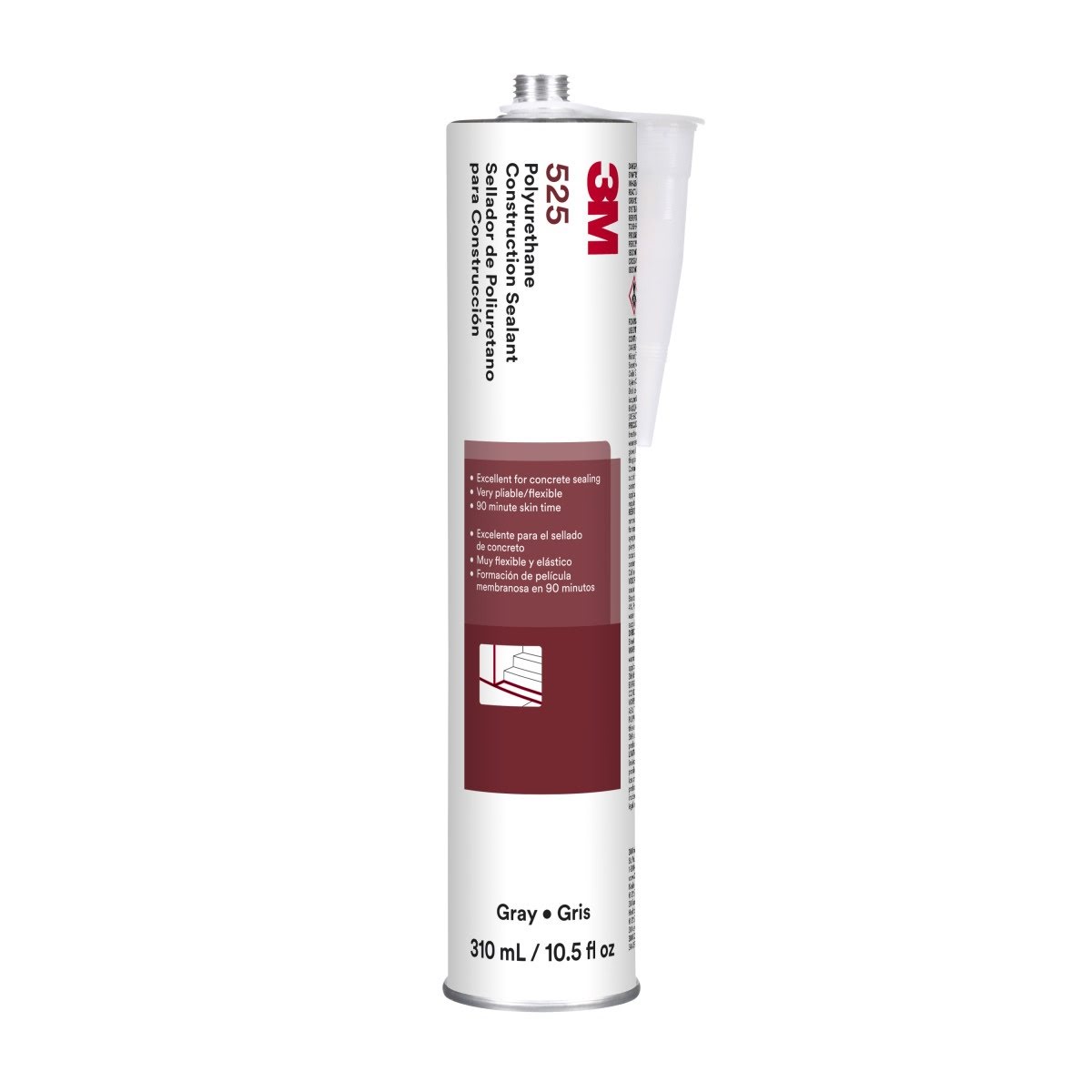 3M 525 Polyurethane Construction Sealant, Gray, 10.5 fl oz Cartridge (7100200170)  - (12 Pack)
