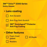 3M S2003SGAF-BGR Solus 2000 Series, Gray/Blue-Green Temples, Scotchgard Anti-Fog Coating, Amber AF-AS lens (7100203164) (20 Pack) - 10