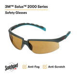 3M S2005SGAF-BGR Solus 2000 Series, Gray/Blue-Green Temples, Scotchgard Anti-Fog Coating, Brown AF-AS lens (7100203166) (20 Pack) - 5