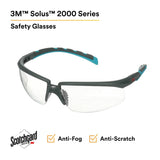 3M S2001SGAF-BGR Solus 2000 Series, Gray/Blue-Green Temples, Scotchgard Anti-Fog Coating, Clear AF-AS lens (7100203178) (20 Pack) - 4