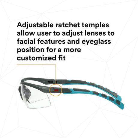3M S2001SGAF-BGR Solus 2000 Series, Gray/Blue-Green Temples, Scotchgard Anti-Fog Coating, Clear AF-AS lens (7100203178) (20 Pack) - 6