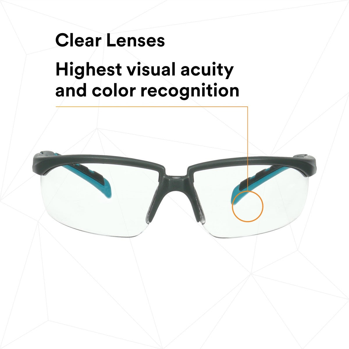 3M S2001SGAF-BGR Solus 2000 Series, Gray/Blue-Green Temples, Scotchgard Anti-Fog Coating, Clear AF-AS lens (7100203178) (20 Pack) - 7