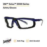 3M S2001SGAF-BGR-F Solus 2000 Series Safety Glasses, Anti-Fog Anti-Scratch, Clear Lens, Gray Teal Frame, Removable Foam Gasket (7100203183) (20 Pack) - 2