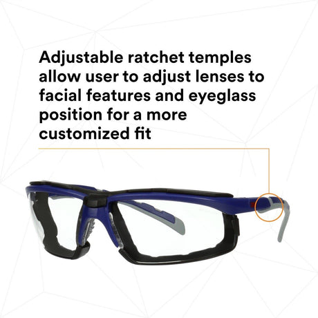 3M S2001SGAF-BGR-F Solus 2000 Series Safety Glasses, Anti-Fog Anti-Scratch, Clear Lens, Gray Teal Frame, Removable Foam Gasket (7100203183) (20 Pack) - 3