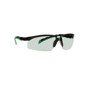 3M S2017AS-BLK Solus Solus 2000 Series Safety Glasses, Anti-Scratch, IR Shade 1.7 Gray Lens, Black/Green Temples (7100203187) (20 Pack)