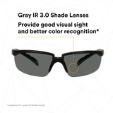 3M S2030AS-BLK Solus 2000 Series Safety Glasses, Anti-Scratch, IR Shade 3.0 Gray Lens, Black Green Temples (7100203188) (20 Pack) - 6
