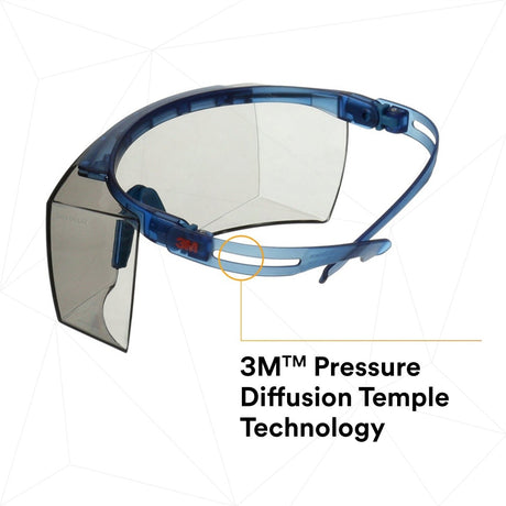3M SF3707AS-BLU SecureFit 3700 Series OTG Safety Glasses, Anti Scratch, Indoor Outdoor Gray Lens, Blue Temple (7100203195) (10 Pack) - 10